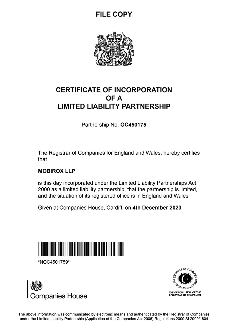 Certificate of incorporation